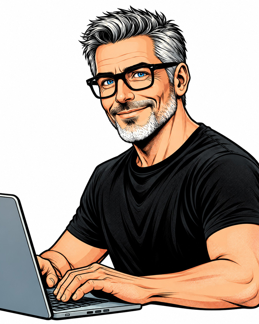 Illustrated portrait of author William Gayheart